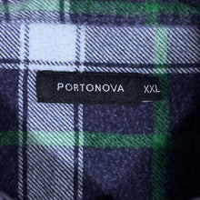 Load image into Gallery viewer, Vintage Portonova Navy Green Grey Plaid Check Long Sleeve Cotton Flannel Shirt
