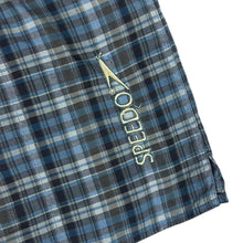 Load image into Gallery viewer, Early 00&#39;s SPEEDO Embroidered Mini Logo Blue Grey Check Swimming Trunks Board Shorts
