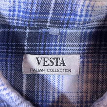 Load image into Gallery viewer, Vintage Vesta Italian Collection Blue White Plaid Check Long Sleeve Cotton Flannel Shirt
