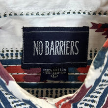 Load image into Gallery viewer, Vintage 90&#39;s No Barriers Aztec Western Patterned Striped Long Sleeve Cotton Shirt
