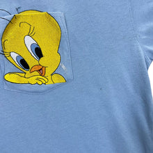 Load image into Gallery viewer, Vintage Warner Bros (1997) TWEETY Looney Tunes Embroidered Pocket Blue T-Shirt
