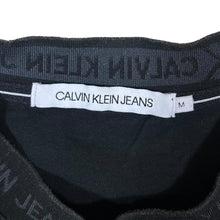 Load image into Gallery viewer, CALVIN KLEIN JEANS Mini Logo Spellout Collar Trim Short Sleeve Black T-Shirt
