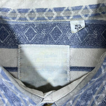 Load image into Gallery viewer, Vintage Blue White Striped Crazy Patterned Long Sleeve Flannel Cotton Button-Up Shirt
