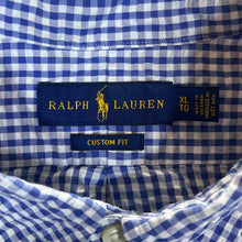Load image into Gallery viewer, Vintage RALPH LAUREN &quot;Custom Fit&quot; Blue White Check Short Sleeve Button-Up Shirt
