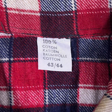 Load image into Gallery viewer, Vintage Red Navy Blue White Plaid Check Long Sleeve Cotton Flannel Shirt
