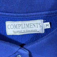 Load image into Gallery viewer, Vintage Compliments Embroidered Centre Motif Blue Collared Sweatshirt
