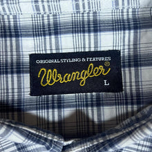 Load image into Gallery viewer, Early 00&#39;s WRANGLER Classic White Grey Plaid Check Cotton Short Sleeve Shirt
