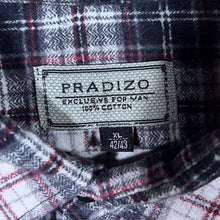 Load image into Gallery viewer, Vintage Pradizo Grey Red White Plaid Check Long Sleeve Cotton Flannel Shirt
