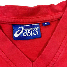 Load image into Gallery viewer, Vintage ASICS Classic Embroidered Mini Logo Red Short Sleeve V-Neck T-Shirt
