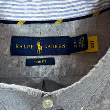 Load image into Gallery viewer, RALPH LAUREN &quot;Slim Fit&quot; Embroidered Mini Logo Grey Long Sleeve Button-Up Cotton Shirt
