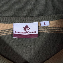 Load image into Gallery viewer, Vintage Laurent Cerrer Green Multi Striped Mini Logo Long Sleeve Polo Shirt

