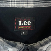 Load image into Gallery viewer, Vintage LEE Cowboy Western Black White Grey Plaid Check Popper Long Sleeve Shirt
