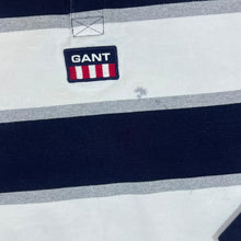 Load image into Gallery viewer, GANT &quot;Relaxed&quot; Embroidered Logo Colour Block Striped Denim Collared Rugby Polo Shirt
