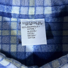 Load image into Gallery viewer, Vintage Blue Yellow White Plaid Check Long Sleeve Cotton Flannel Shirt

