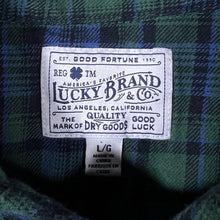 Load image into Gallery viewer, Lucky Brand Cowboy Western Tartan Plaid Check Long Sleeve Popper Flannel Shirt
