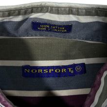 Load image into Gallery viewer, Vintage Norsport Multi Colour Block Striped Cotton Long Sleeve Button-Up Shirt

