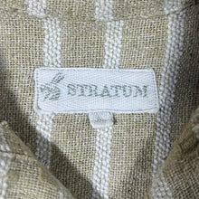 Load image into Gallery viewer, Vintage Stratum Beige White Striped Short Sleeve Linen Blend Shirt
