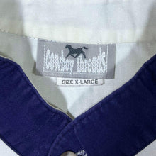 Load image into Gallery viewer, Vintage Cowboy Threads Western Blue White Colour Block Grandad Collar Long Sleeve Shirt
