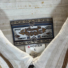 Load image into Gallery viewer, Vintage Shooter Cowboy Western Cream Striped Line Cotton Long Sleeve Shirt
