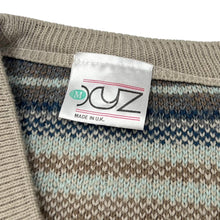 Load image into Gallery viewer, Vintage 90’s DCUZ Made In UK Grandad Patterned V-Neck Knit Sweater Jumper
