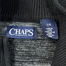 Load image into Gallery viewer, Early 00&#39;s CHAPS Black Grey Striped Cotton Knit 1/4 Zip Pullover Sweater Jumper
