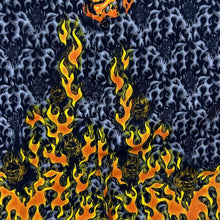 Load image into Gallery viewer, Early 00's No Contest Goth Y2K Biker Flaming Skull Pattern Polyester Shirt
