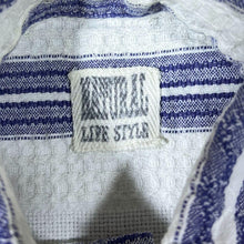 Load image into Gallery viewer, Vintage Natural Life Style C&amp;A Blue White Striped Short Sleeve Flannel Cotton Shirt
