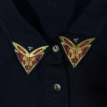 Load image into Gallery viewer, Vintage Daininger Embroidered Cowboy Western Black Cotton Long Sleeve Shirt
