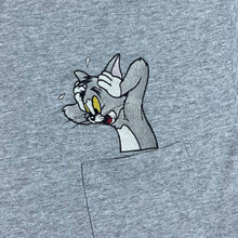 Load image into Gallery viewer, Vintage Tom &amp; Jerry By Addiction (1995) Embroidered Grey Short Sleeve Pocket T-Shirt
