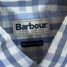 Load image into Gallery viewer, Barbour &quot;Tailored Fit&quot; Blue White Check Long Sleeve Button-Up Cotton Shirt

