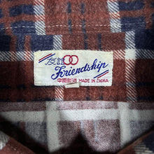 Load image into Gallery viewer, Vintage Friendship Brown Navy White Plaid Check Long Sleeve Flannel Shirt
