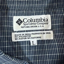 Load image into Gallery viewer, Vintage COLUMBIA SPORTSWEAR "GRT" Blue Check Short Sleeve Polyester Rayon Shirt
