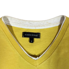 Load image into Gallery viewer, Early 00&#39;s KICKERS Classic Mini Logo Yellow V-Neck Cotton T-Shirt
