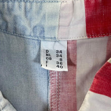 Load image into Gallery viewer, Vintage USA Flag Patterned Blue Denim Cotton Long Sleeve Shirt
