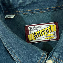 Load image into Gallery viewer, Vintage 90's SMITHY JEANSWEAR Classic Blue Denim Pearl Snap Popper Button Western Long Sleeve Denim Shirt
