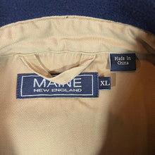 Load image into Gallery viewer, Early 00&#39;s MAINE New England Mini Logo Navy Blue Fleece Bomber Jacket
