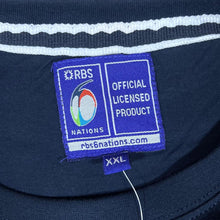 Load image into Gallery viewer, RBS 6 NATIONS Rugby Scotland Mini Logo Navy Blue Cotton T-Shirt
