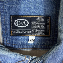 Load image into Gallery viewer, Vintage 90&#39;s C&amp;A Faux Leather Panel Western Cowboy Style Long Sleeve Blue Denim Shirt
