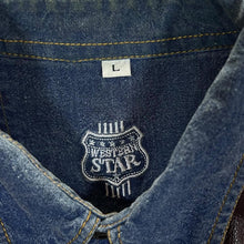 Load image into Gallery viewer, Vintage Western Star Cowboy Western Blue Denim Cotton Long Sleeve Shirt
