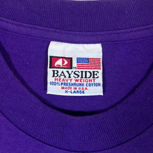 Load image into Gallery viewer, Bayside CA 4 ALL Made In USA Souvenir Novelty Spellout Graphic Purple T-Shirt
