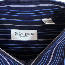 Load image into Gallery viewer, Vintage YSL Yves Saint Laurent Blue Multi Striped Short Sleeve Button-Up Shirt
