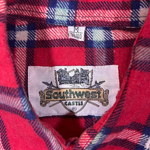 Load image into Gallery viewer, Vintage Southwest Castle Red Multi Plaid Check Long Sleeve Flannel Shirt
