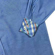 Load image into Gallery viewer, Vintage Accent &quot;Yoakum Texas&quot; Check Panel Cowboy Western Popper Long Sleeve Shirt
