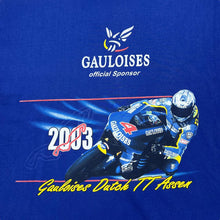 Load image into Gallery viewer, Early 00&#39;s GAULOISES DUTCH TT (2003) MOTO GP Superbike Motorsports Racing Colour Block Graphic T-Shirt

