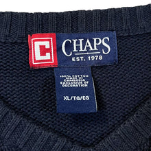 Load image into Gallery viewer, Early 00&#39;s CHAPS Classic Embroidered Mini Crest Logo Cotton Knit V-Neck Sweater Vest
