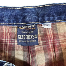 Load image into Gallery viewer, Vintage SMITH'S WORKWEAR Plaid Check Lined Carpenter Blue Denim Jeans
