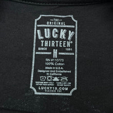 Load image into Gallery viewer, LUCKY THIRTEEN Gothic Tattoo Pinup Girl Spellout Graphic T-Shirt
