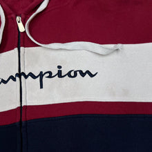 Load image into Gallery viewer, CHAMPION Colour Block Embroidered Big Logo Spellout Full Zip Hoodie
