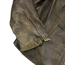 Load image into Gallery viewer, Vintage 90&#39;s MILAN LEATHER Classic Distressed Brown Genuine Real Leather Zip Bomber Jacket
