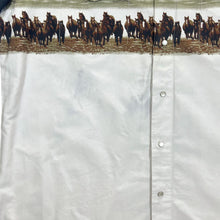 Load image into Gallery viewer, Vintage STARS &amp; STRIPES Cowboy Western Horse Graphic Pearl Snap Popper Long Sleeve Shirt
